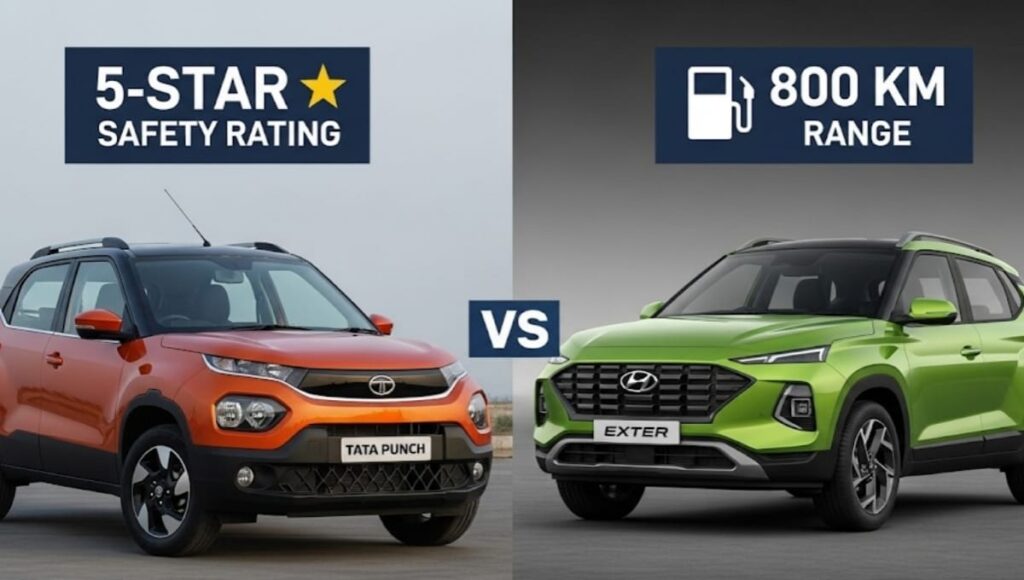 ₹7-8 लाख में मिल रही 800 KM रेंज और 5-स्टार सेफ्टी वाली SUV, Tata Punch vs Hyundai Exter तुलना Tata Punch VS Hyundai Eter Best Deal